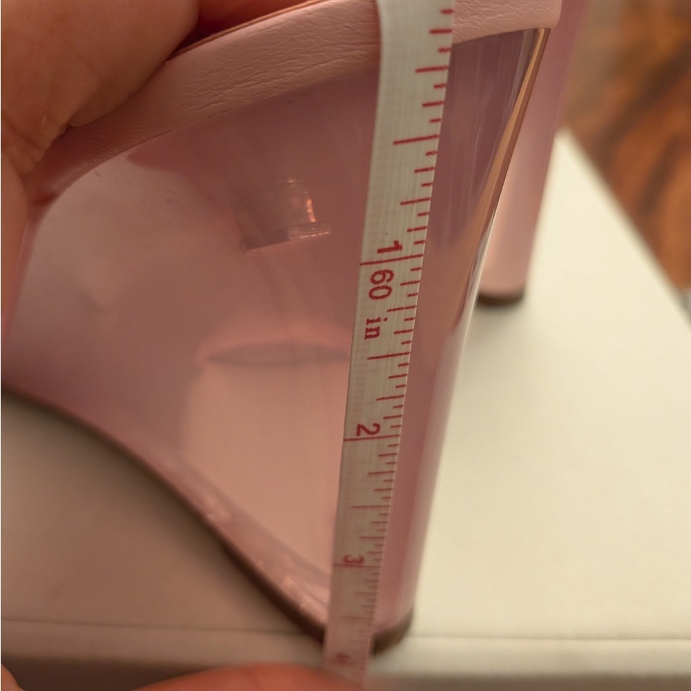 MANGO Pink Clear Wedge Slide Sandals Size 39 (US 8) - Picture 4 of 6
